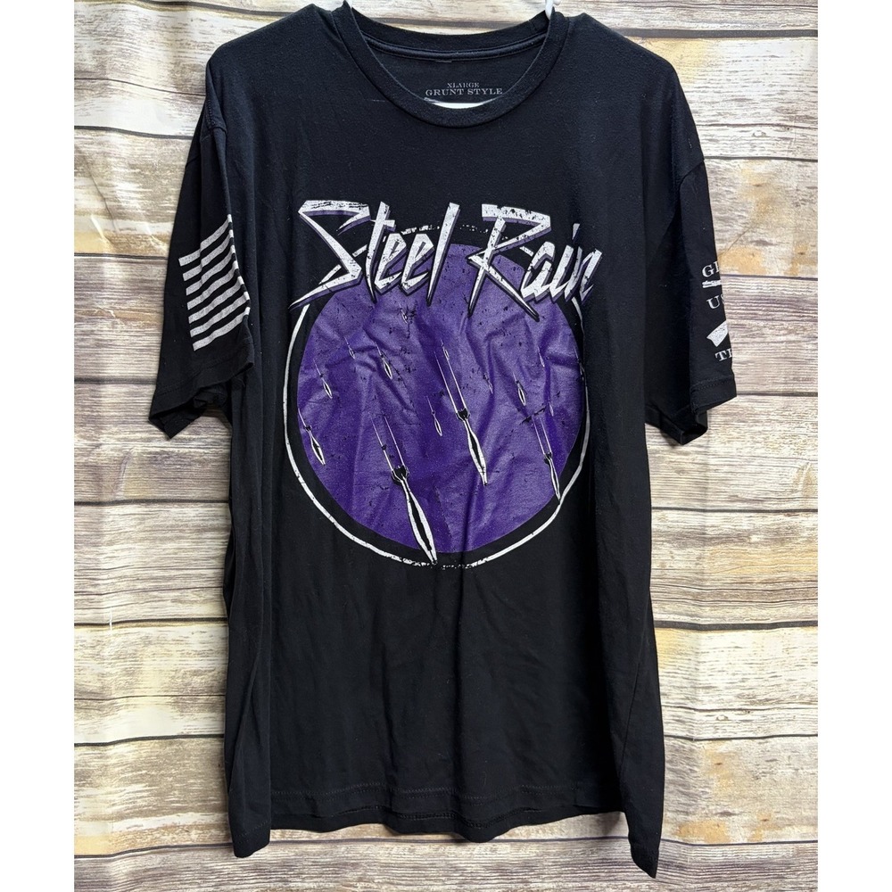 Steel Rain Grunt Style T-Shirt Men's XL Purple Black US 1776 American Flag